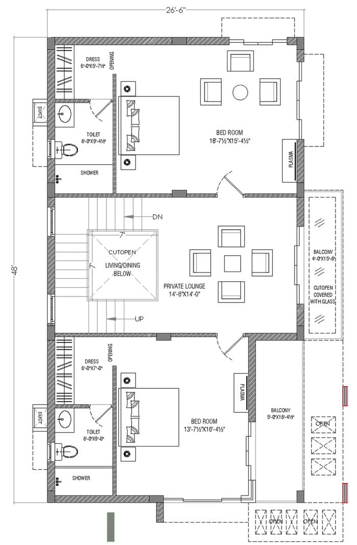 Type A East Facing Villa First Floor plan